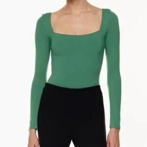 Babaton Womens Green Contour Square Neck Bodysuit Size M Slimming Compression